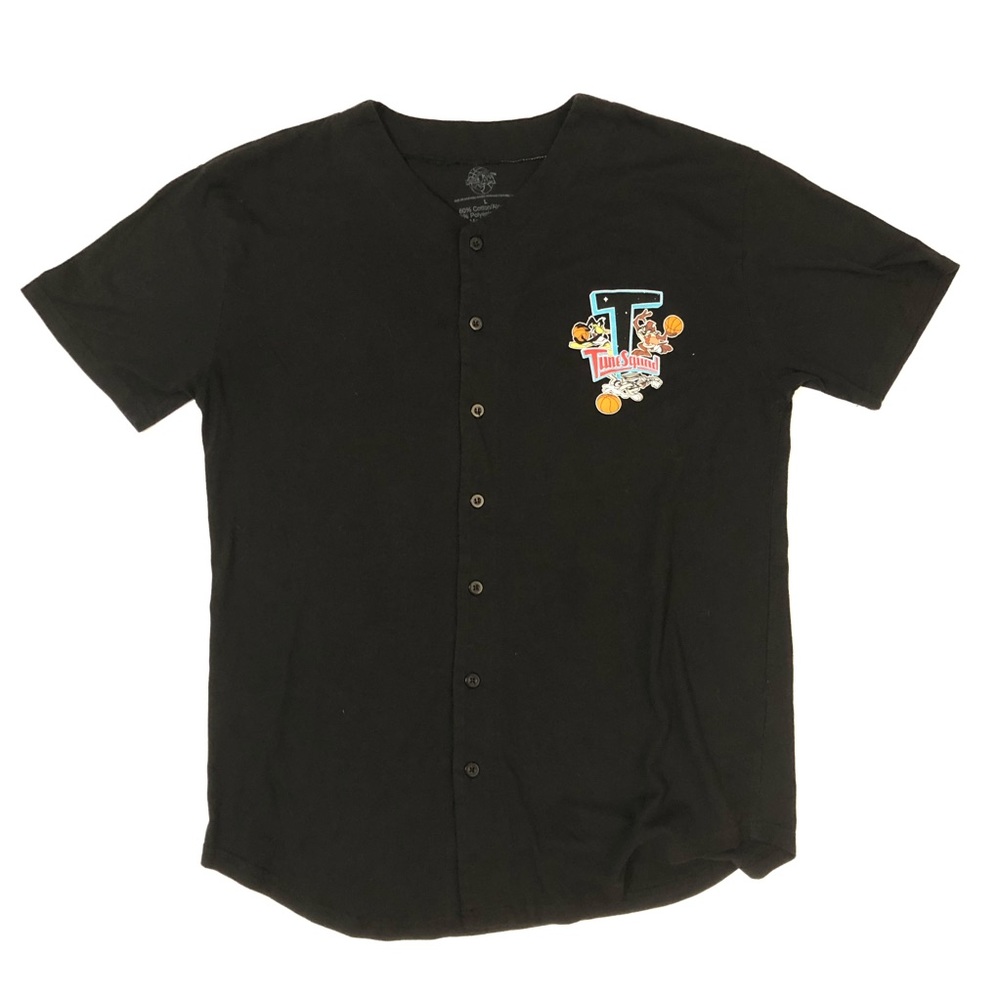 Tune Squad Men's T-Shirt Black Button Up Size L